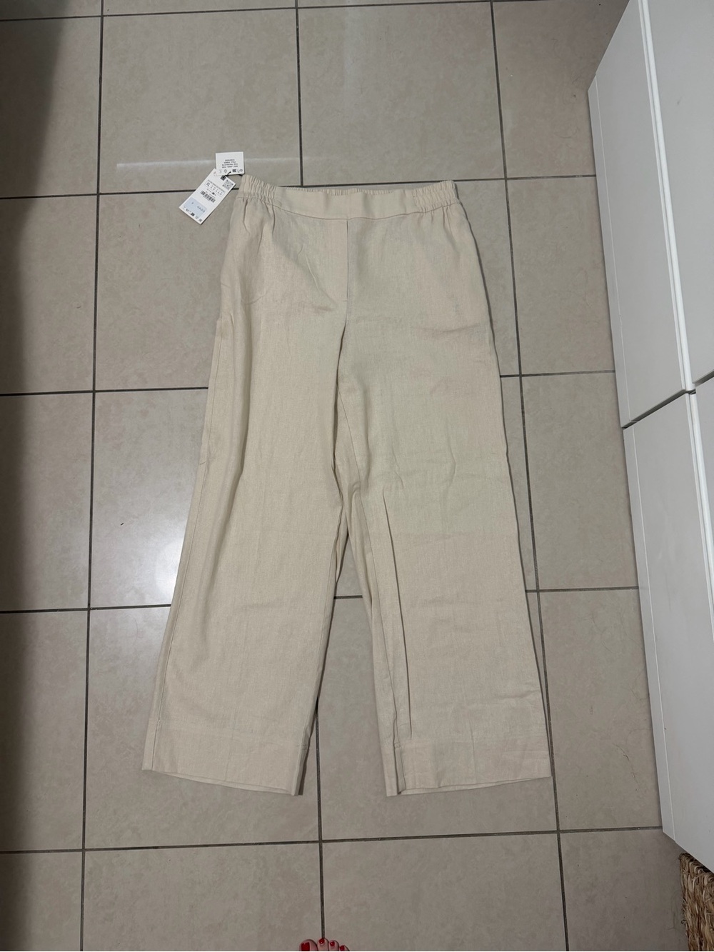 Zara Wide-Leg Cream Beige Pants